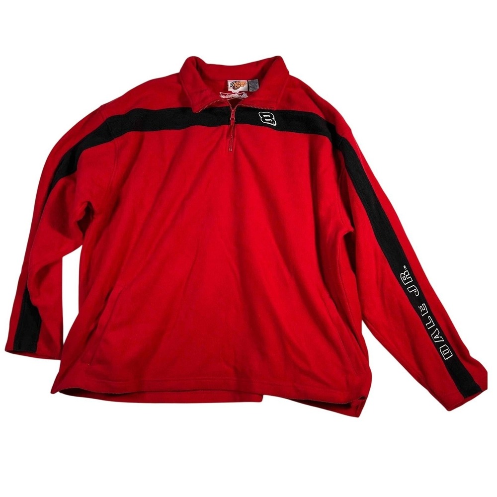 Winners Circle NASCAR Dale Jr 8 Budweiser Red Fleece 1/4 Zip Pullover Mens 2XL